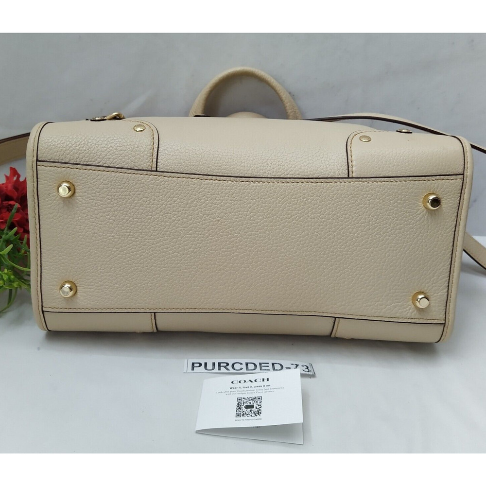 Coach Millie Ivory Pebbled Leather Top Handle Satchel Bag - NWT $550 - Picture 7 of 15